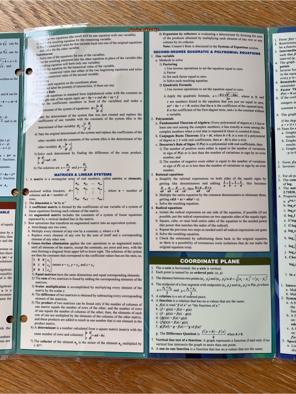 Algebraic Equations Quick Study Cheat Sheet - Picture 4 of 7